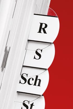Registerflikar med bokstäver